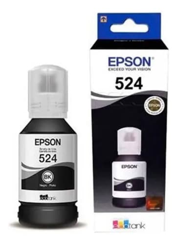 Botella De Tinta Epson T524 Pigmentada Negra De 127ml Negro