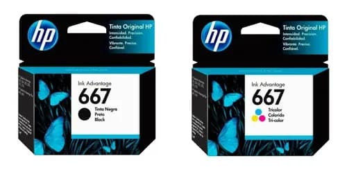 Cartucho De Tinta Hp 667 Deskjet Advantage Color Negro Y Coloreado 4 Ml 2 Unidades