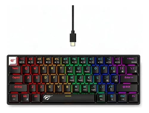 Teclado Gamer Havit Kb903l Mecánico Usb C 60% Switch Red Negro Inglés Us