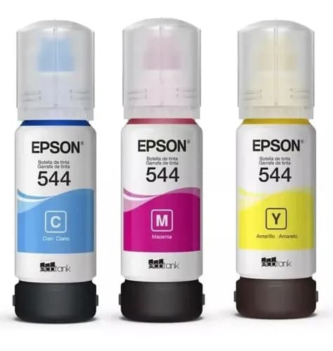 Combo Tinta Epson 544 X3 Colores L1110 L3110 L3150 L5190 Ori Cian, Magenta, Amarillo