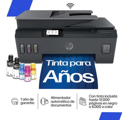 Impresora Multifuncional Hp Smart Tank 530 Sistema Continuo, Wi-fi, Color, Adf, Hp App Negro
