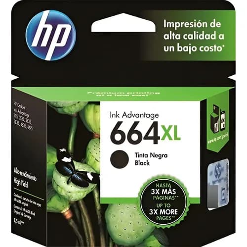 Cartucho Hp 664 Xl 664xl Negro F6v31al Garantía Original