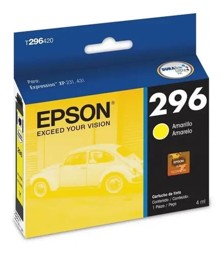 Cartucho Epson 296 Amarillo  Xp231 231 Xp431 431