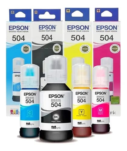 Combo Tinta Epson 504 T504 L4150 L4160 L6191 L6161 Negro, Magenta, Cian, Amarillo Negro, Cian, Amarillo, Magenta