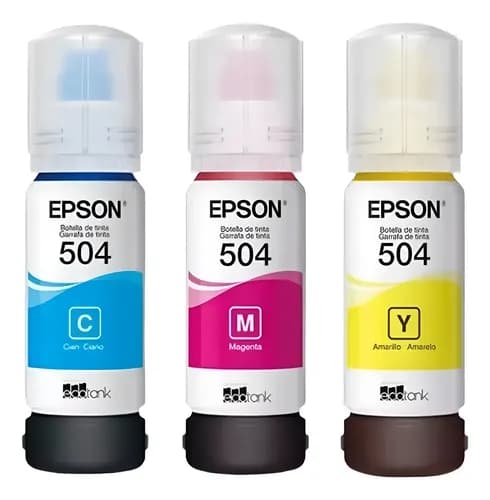 Tinta Epson 504 X3 Colores L4150 L4160 L6161 L6171 L6191 Cian, Magenta, Amarillo